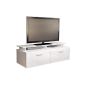 Low TV cabinet Atlanta Matt white / White high gloss lacquered tray with TV