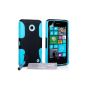 Yousave Accessories Case Nokia Lumia 630/635 Case Black / Blue Silicone Gel Hard Mesh Combo Cover With Mini Stylus (Accessory)