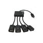 ELEGIANT 4 Port Hub Charger Micro USB OTG Cable Pr S5 Galaxy Note 2 March Tablet HTC One LG (Electronics)