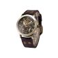 Men's Watch Brown Dial Skeleton Automatic Mechanical Analog Leather Strap PMW198 (Watch)