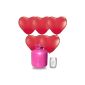 Helium Balloon Gas Set of 55 red heart balloons, balloon ribbon and helium bottle (Toys)