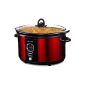 Andrew James - 5L Digital premium slow cooker in red - with safety glass and Removable Inner ceramic bowl - 3 temperature settings - 2 years warranty