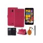 Traitonline 6in1 Rose Litchi PU Leather Skin Case Cover for portfolio Nokia Lumia 1320 Case Case Protection with Credit Card Slots * 3 + Protector + pen + touch screen display Keychain (Electronics)
