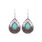 Yazilind teardrop silver charm jewelry Tibetan turquoise drop gift Earring (Jewelry)