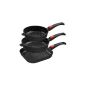 King PS565655 cast aluminum Bratpfannenset 3 piece coated with removable handles, Fusion, for induction, 24 and 28 cm plus grill pan 28 x 28 cm, black (household goods)