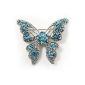 Butterfly brooch stunning light blue crystal (Jewelry)