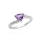 Ladies' Ring Rhodium Plated Sterling Silver Diamond 0.02 Carat 925 with 0.70 Carat Amethyst Size 54 (Jewelry)