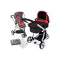 TecTake 3 1 children's car travel stroller Baby Jogger stroller combined sport black car child - Red (Baby Care)