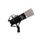 Auna CM003 high-performance condenser microphone XLR microphone for studio broadcasting and concerts (incl. Windscreen and switchable low-pass filter, 32mm diaphragm, cardioid pattern) black