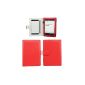 Premium leather case with magnetic closure cover shell hand support for Sony Reader PRS-T2 - Color Red (Electronics)