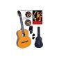 Clifton 4/4 concert guitar set with book, CD, DVD, tuner, laminated spruce top, plectras, padded bag