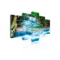 200x100 cm!  XXL size XXL images STRETCHED TOP nonwoven fabric 5 Teilig landscape nature waterfall Thailand tree forest mural art print mural 030212-101 200x100 cm B & D XXL