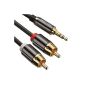deleyCON PREMIUM HQ stereo audio jack to 2x RCA cable [1.5m] - 3,5mm jack plug to 2x RCA phono plugs - METAL - plated (Electronics)