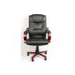 CLP quality executive chair CHARLES PRO, office chair with wooden elements, extra thick padding 9 cm & tilt function black