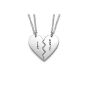 Scored Broken Heart Necklace Customizable with 2 first names in silver!  (Jewelry)