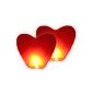 Set of 2 Thai celestial flying lantern red heart love pair (Garden)