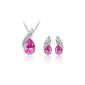 Parure Necklace and Earrings Tear Angel earrings - Crystal - Dark Pink (Jewelry)