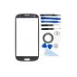 SAMSUNG GALAXY S3 i9300 i9305 EXTERNAL WINDOW SCREEN WITH BLACK KIT REPLACEMENT PARTS WITH 12: 1 GLASS REPLACEMENT SAMSUMG GALAXY S3 i9300 i9305 / 1 PINCETTE / 1 ROLL TAPE DOUBLE-SIDED 2 MM / TOOL KIT 1/1 CLOTH MICROFIBRE CLEANING / WIRE.  (Electronic devices)