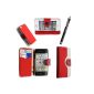 VARIOUS DESIGN IPHONE 4 4S PU LEATHER CASE + FREE STYLUS (Case with Portfolio) - Cover / Wallet Style Leather (RED AND WHITE BOOK) (Clothing)