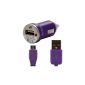 Seluxion - USB car charger cigarette lighter with data cable for Samsung Galaxy Trend Color Purple (Electronics)