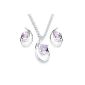 Chic Ladies Jewelry Necklace + Earrings fancy 925 sterling silver amethyst 3 0.5ct pink 46 cm 1136SET-2 (jewelry)