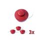 3x Nemaxx FS2 spool with automatic jog dual head cable accessories wire cut mowing nylon spare reel roller brush cutter - red (Garden)