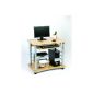Zyon PC desktop with keyboard tray - Imitation Pine with wheels (PC and monitor not included)