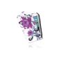 tinxi® Leather Case for Samsung Galaxy S3 Mini Flipcase Cover Leather Case with magnetic closure white with purple flower (Electronics)
