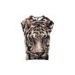 Women Fashionable Tiger Head Printed Summer Fashion Loose Short Sleeve T-shirt (Textiles)