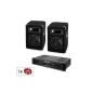 PA Set Malone SPL pair 6 Subwoofer Speaker & Amplifier Set (2 x 150 watt amplifier, 250W (16.5cm) boxes, incl. 10m speaker cable) black