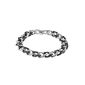Women tank stainless steel bracelet - Black ceramic members - highly polished width 12mm - BA1060-4 length 19cm (jewelry)