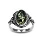 Amber by Graciana - 09532 - Ladies' Ring Oval - Silver 925/1000 - Amber Green - Size Cabochon 6x10mm (Jewelry)