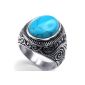 Konov Jewelry Ring Man - Classic Retro - Stainless Steel - Rings - Fantasy - Men - Colour Blue Silver - With Gift Bag - F23318 - Size 57 (Jewelry)