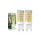 2X MENGS® G9 5W LED lamp 51x2835 SMD lamps with Ceramic and ACRYLIC material (480LM, warm white 3000K, AC 220-240V, 360 ° viewing angle, Ø15 x 48mm) energy-saving light very good for heat dissipation