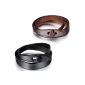 2 Rooms JewelryWe Jewelry Bracelet Man Woman Cuff Adjustable Buckle Leather Cord Fancy Color Brown & Black Length 21cm With Gift Bag (Jewelry)