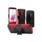 Evecase Black and Red Shell Case Rugged Dual Layer LG G3 D850 / d855 4G LTE Smartphone - with Belt Clip and Support (Wireless Phone Accessory)