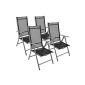 Set of 4 Folding aluminum Garden chair Deckchair high back chair black