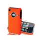 Supergets Case for Apple iPhone 3GS 3G Case shell Cover in Orange from tree resin with aluminum silver chrome wire drawing look and protection film (Electronics)