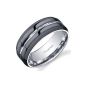 Revoni Modernity - Ring in Titanium with black and silver tones - Inspiration Men fluid - width.  8 mm - Size 70 (Jewelry)