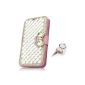 Uming Diamond Bow Case for Samsung N9000 Galaxy Note 3 N9005 Bling Shiny Glitter Glanze Bone Full Diamond Crystal Rhinestone Stone Drilling PU Leather Flip Case with Stander Holder Slot Wallet Credit Card Carrier Protective Shell Mobile Cell Phone Case Cover Bag + 1 * Anti dust Plug - Rose ( electronic devices)