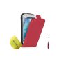 AOA Cases® Premium Leather Flip Case Cover Leather Case for Samsung Galaxy S4 + Screen Protector + Low Pin i9500 i9505 (Red)