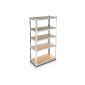 Storage shelf 5 shelves - 180 x 90 x 40 cm - steel and wood - 175 kg per level (Kitchen)
