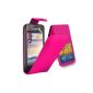 Huawei Ascend Y330 - Leather Flip Case Cover + Protector Mini Touch Screen Stylus Pen + Cloth & (Pink) (Electronics)