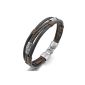 MunkiMix alloy Genuine leather strap bracelet rope Black Silver Brown Braided men, women (jewelery)