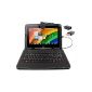DURAGADGET black leather look case + integrated QWERTY keyboard (French) for Acer Iconia Tab tablets A3-A10 10.1 