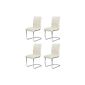 4x upholstered chair Cantilever Paul leatherette cream chrome chrome frame