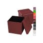 2 cube stools with upholstered seats - 2 storage boxes foldable ottomans - Bordeaux - 42 x 42 x 42 cm (W x H) - synthetic leather - VARIOUS COLORS