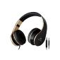 Sound Intone I65 foldable hi-fi stereo headphones on Ear, 3.5mm plug headset, rotatable ear pads, Noise Reduction Design, ergonomic design, transportation management, with integrated volume control and microphone, New Model 2015 for PC / Smart Phone / Iphone6 ​​/ Ipad / Samsung / PSP / iPod / MP3 Player / Android (Black / Gold) (Electronics)