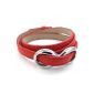 Konov Jewelry Bracelet - Love Infinity Infinity Symbol Charm Cuff - Leather - Stainless Steel - Fantasy - Chain Main - Colour Red Silver - With Gift Bag - F22955 (Jewelry)