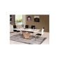 Glossy white table Alara 90x160x75 extendable to 220cm pedestal table Sonoma oak